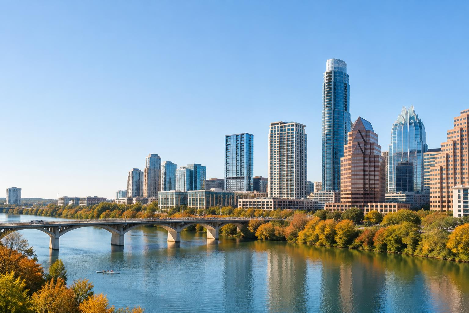 Austin skyline beside Lady Bird Lake